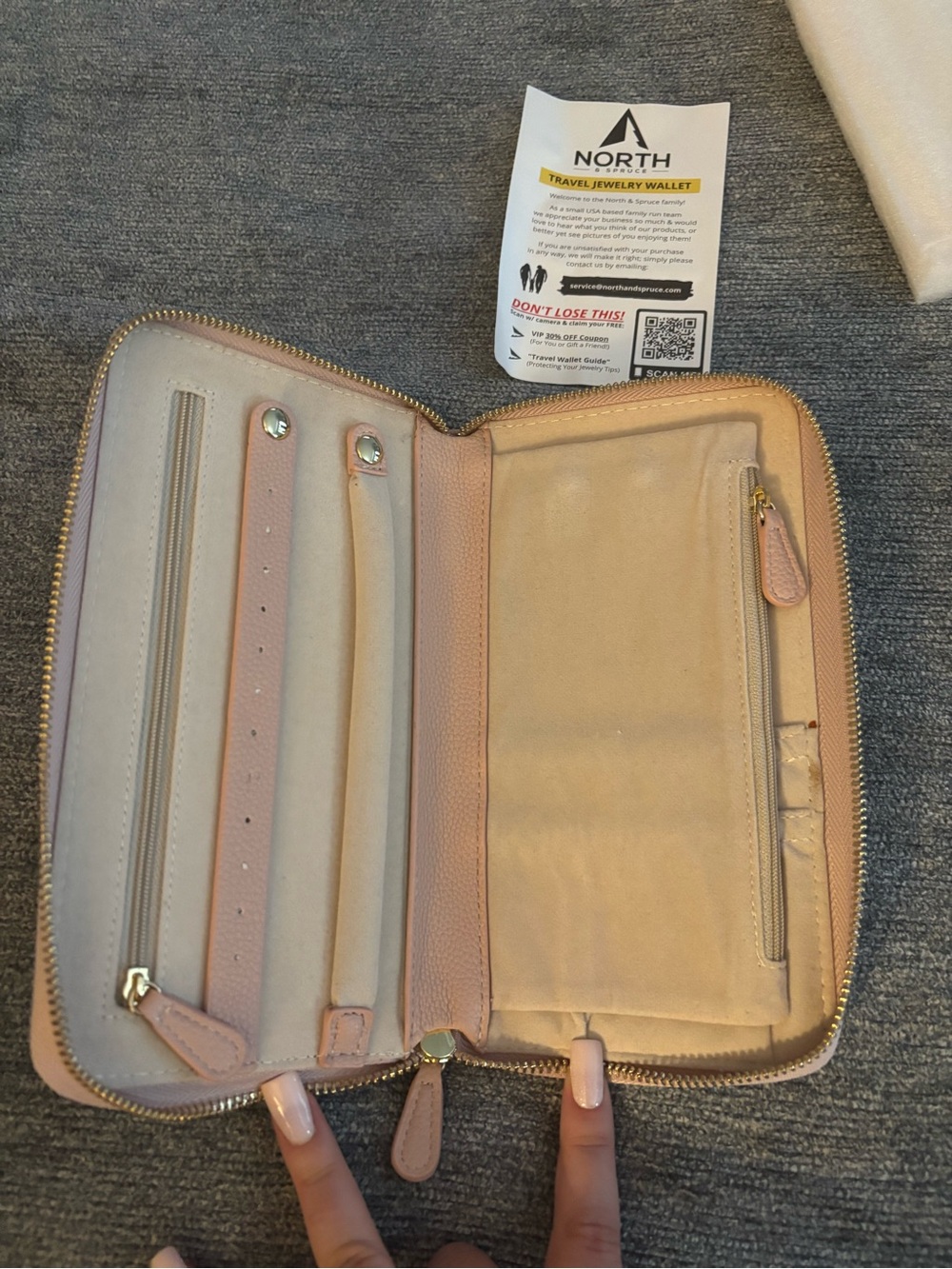Travel Jewelry Wallet - Blush Pink
